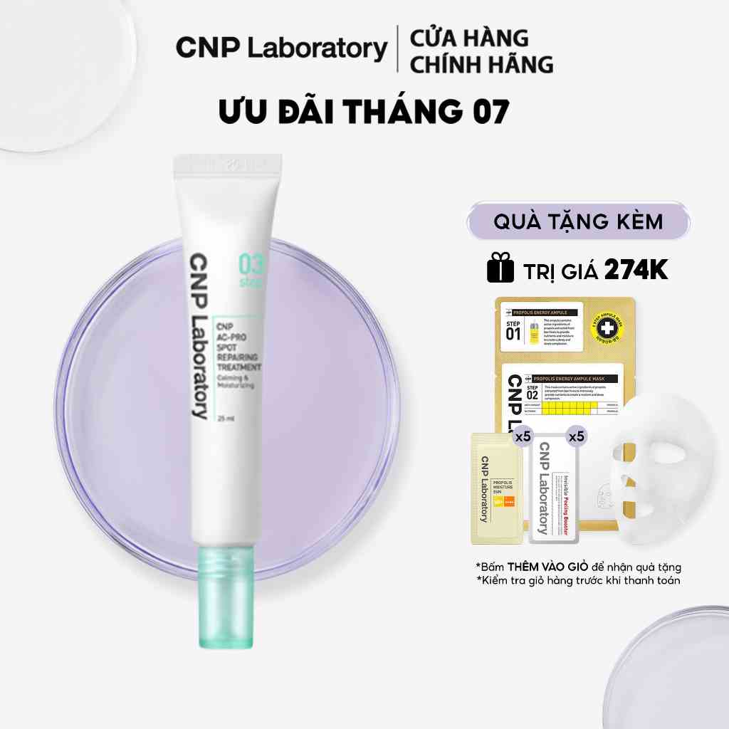 Tuýp chấm mụn viêm & vết thâm đỏ sau mụn CNP AC-PRO Repairing Treatment 25ml