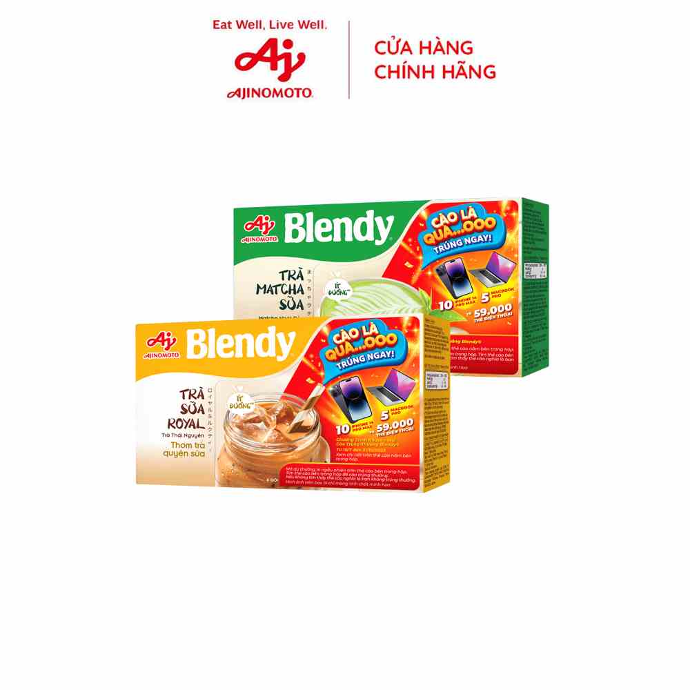 [BAO BÌ TRÚNG THƯỞNG] Combo Blendy Trà Matcha Sữa (160g/hộp) và Blendy Trà Sữa Royal  (144g/hộp)