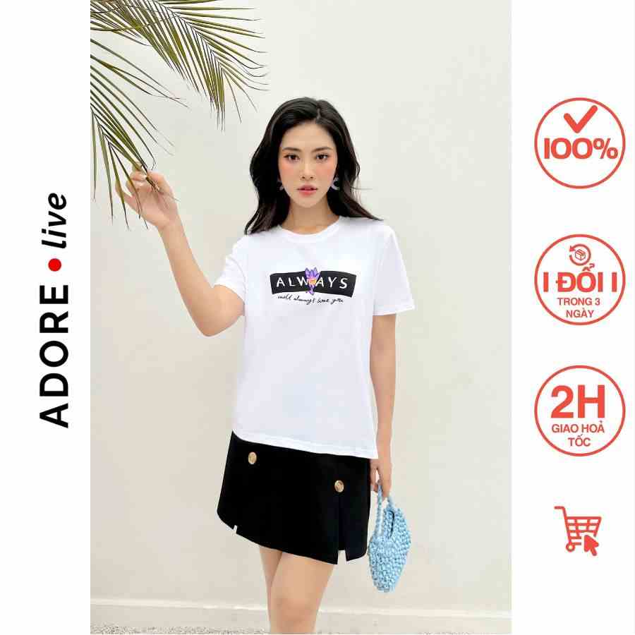 Áo Phông Graphic T-shirts casual style cotton trắng in always 321TS2038 ADORE DRESS