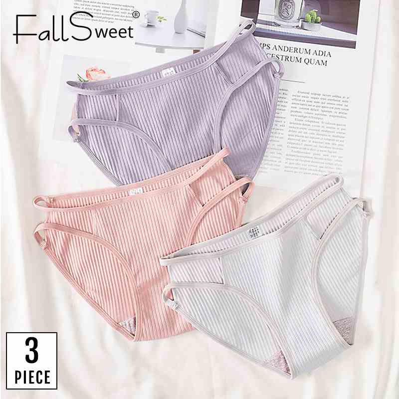 FallSweet Bộ 3 Quần Lót Cotton Mềm Mại Lưng Thấp Thoải Mái Cho Nữ