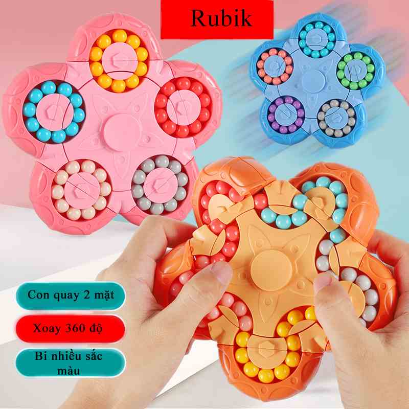 Đồ chơi xếp hình khối rubik KAVY dạng bông hoa 5 cánh, lật 10 cạnh, xoay 360 độ nhiều màu sắc