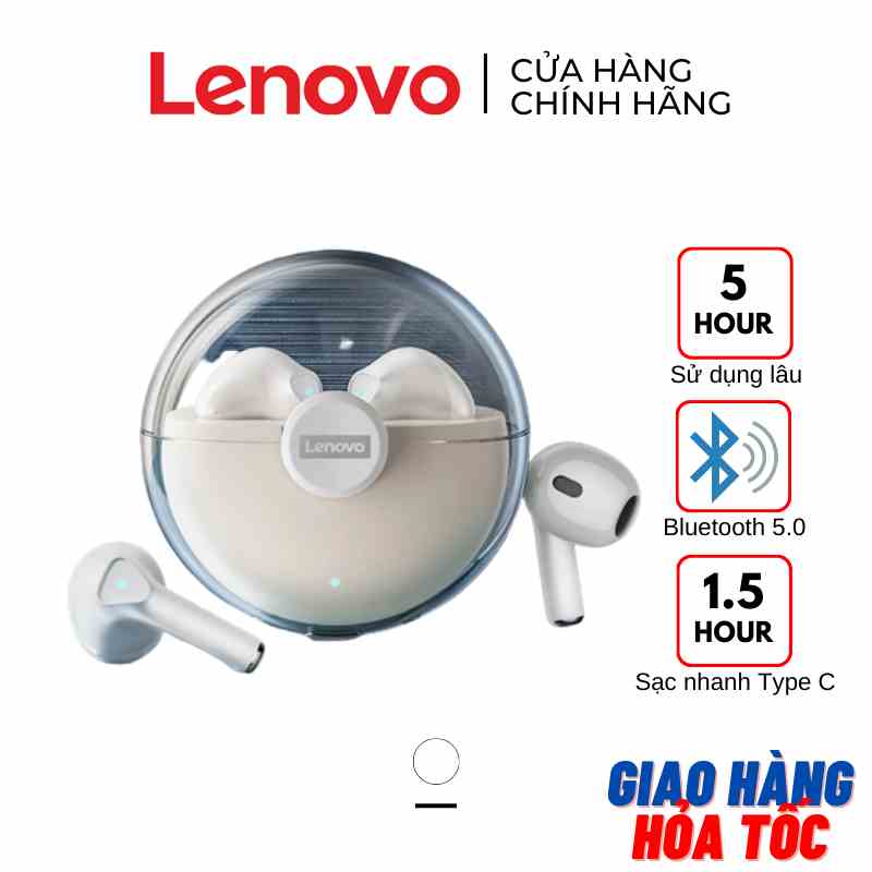 [SẴN HCM] Tai nghe Bluetooth Lenovo LP80 5.0 sạc type-C - Chơi game - Chống nước - màu TRẮNG