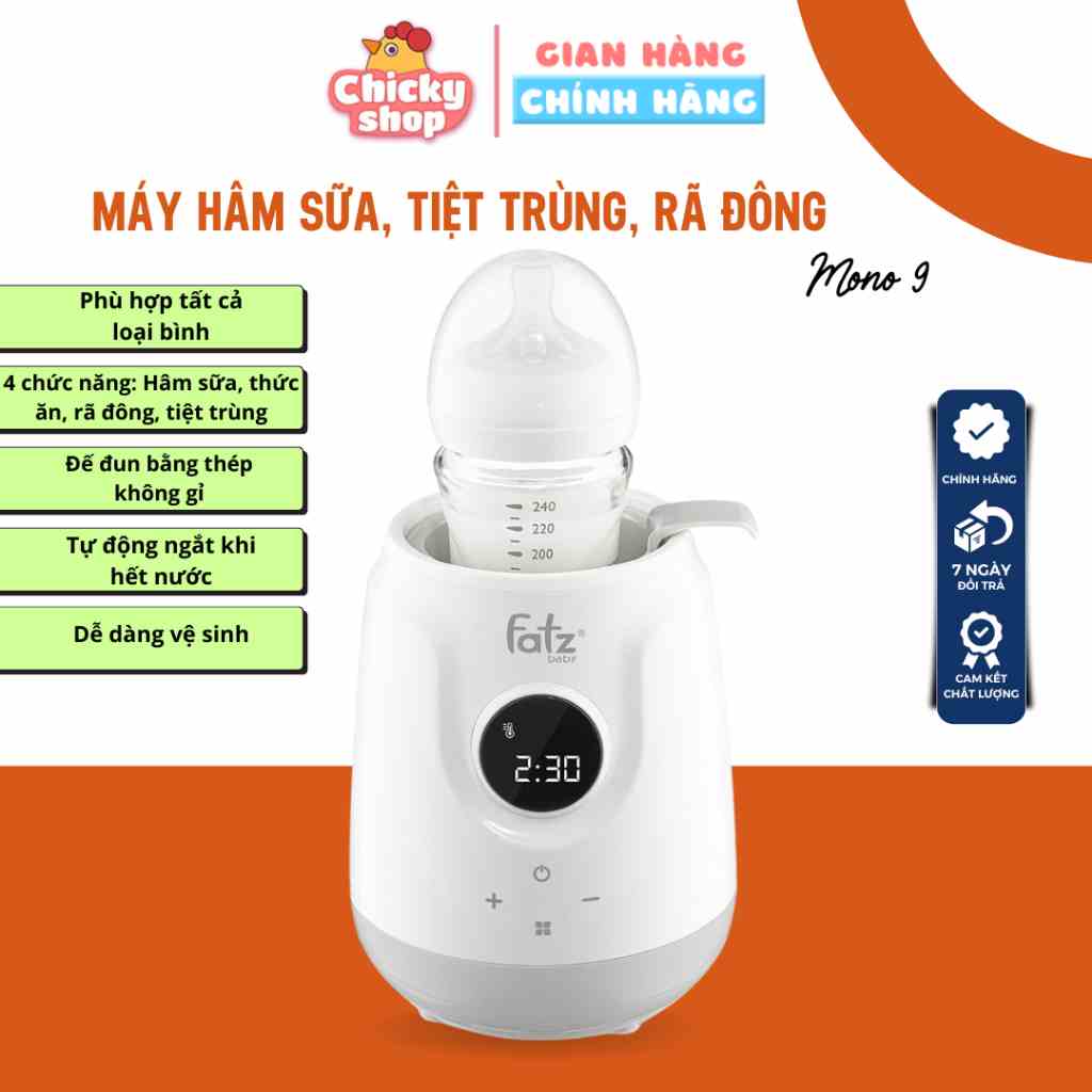 Máy hâm sữa, thức ăn, rã đông, tiệt trùng bình sữa Mono 9 Fatzbaby FB3061SJ