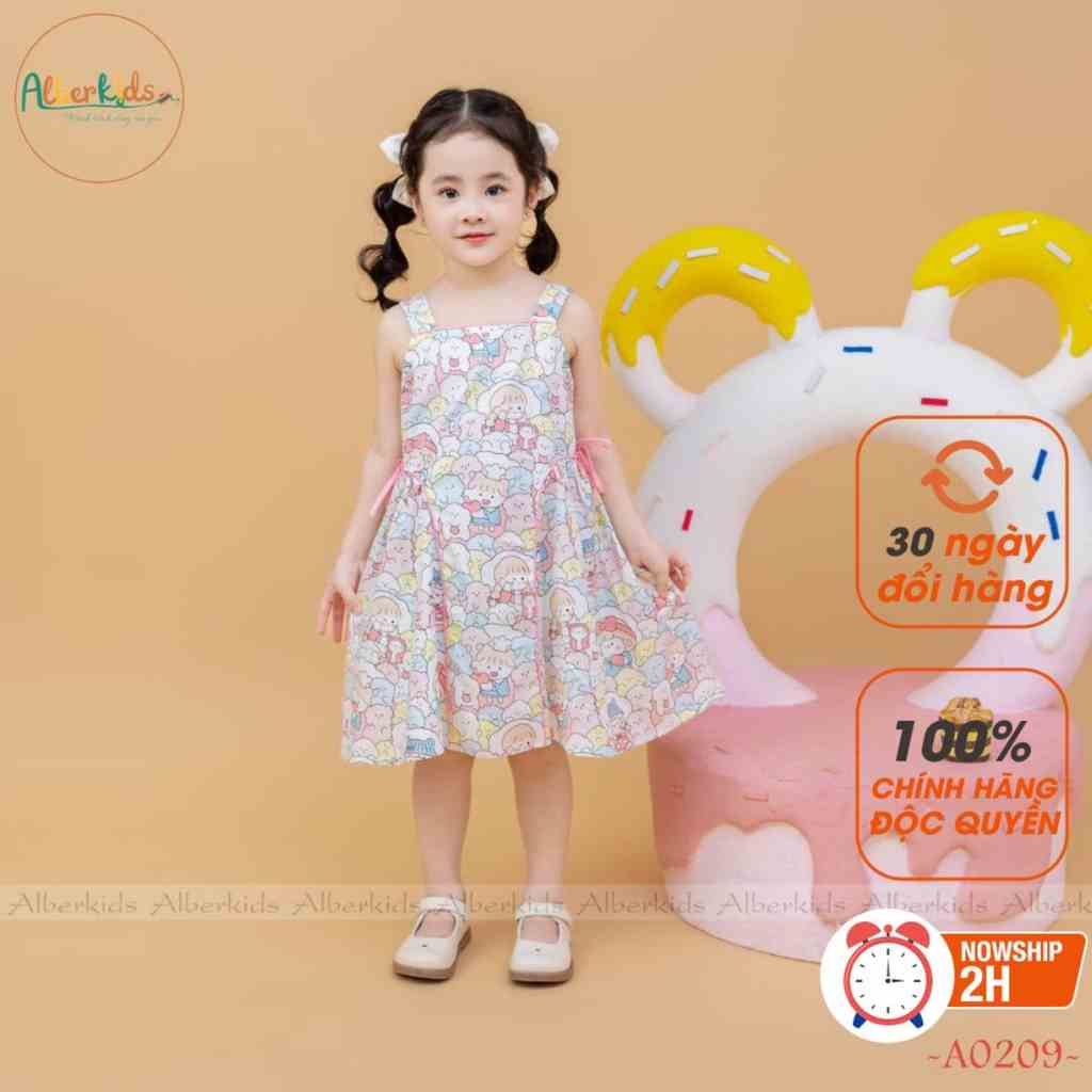 Váy bé gái ALBER KIDS 2 dây họa tiết baby dễ thương công chúa xinh đẹp cho trẻ em 2,3,4,5,6,7,8,9,10,11,12 tuổi A0209