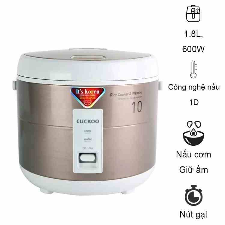 [Mã BMLTB200 giảm đến 100K đơn 499K] Nồi Cơm Cuckoo CR-1065B 1.8 Lít Nâu - Chính hãng