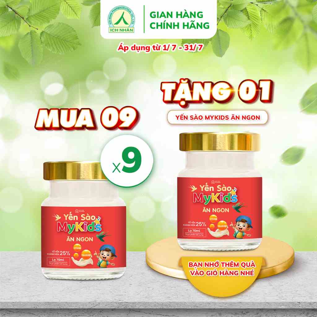 Yến sào Mykids lọ 70ml tổ yến chưng đường phèn, Lysine và Taurine, Hỗ trợ tăng đề kháng, Bổ sung dưỡng chất cho trẻ