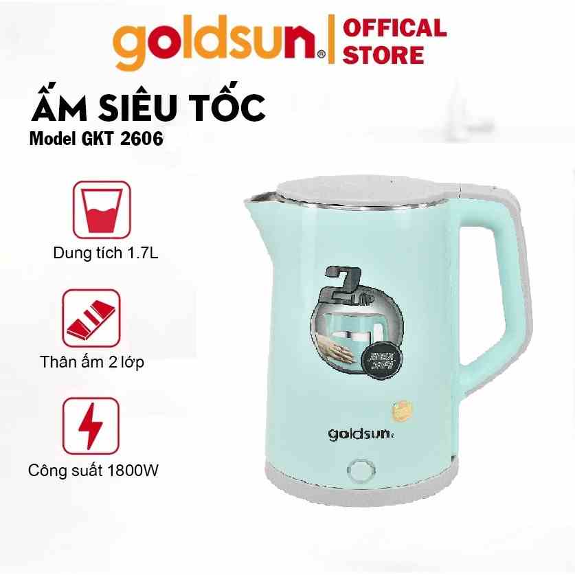 [Mã BMLTB35 giảm đến 35K đơn 99K] Ấm siêu tốc 2 lớp GKT2606 1,8L Goldsun