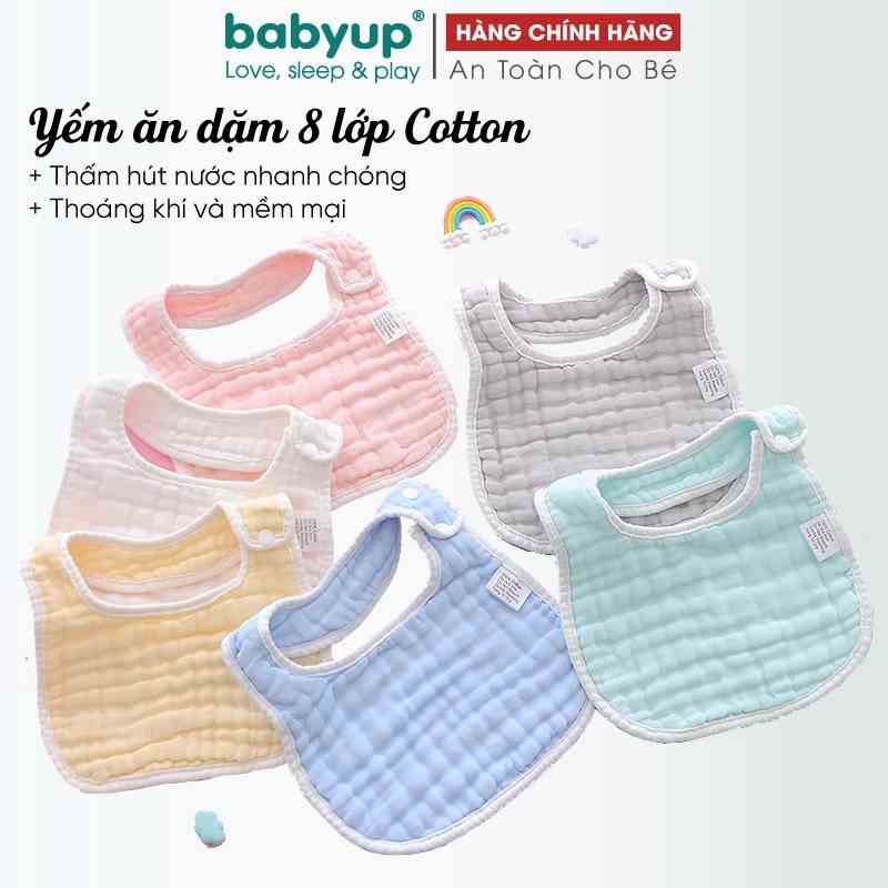 Yếm cho bé ăn dặm 8 lớp, hình chữ U, chống thấm cao cấp 100% Cotton