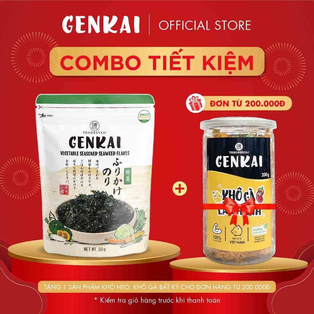 [Mã BMLTB35 giảm đến 35K đơn 99K] [Combo Tiết Kiệm] 12 Gói Rong Biển Trộn Cơm GENKAI Rau Củ 50g