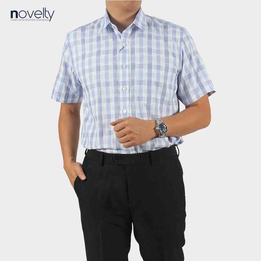 [Mã BMLTB35 giảm đến 35K đơn 99K] Áo sơ mi nam ngắn tay Novelty Casual Caro lớn NSMMCLMTCB220608N