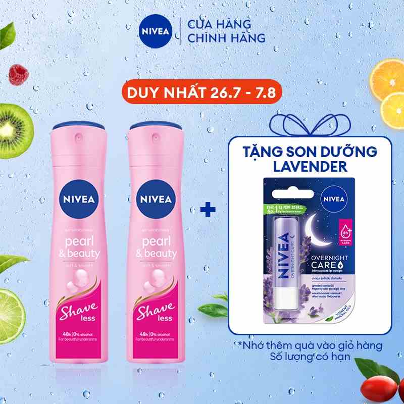 Bộ 2 Xịt Ngăn Mùi NIVEA SHAVELESS Ngọc Trai Đẹp Quyến Rũ | Dưỡng Trắng Da (150 ml)