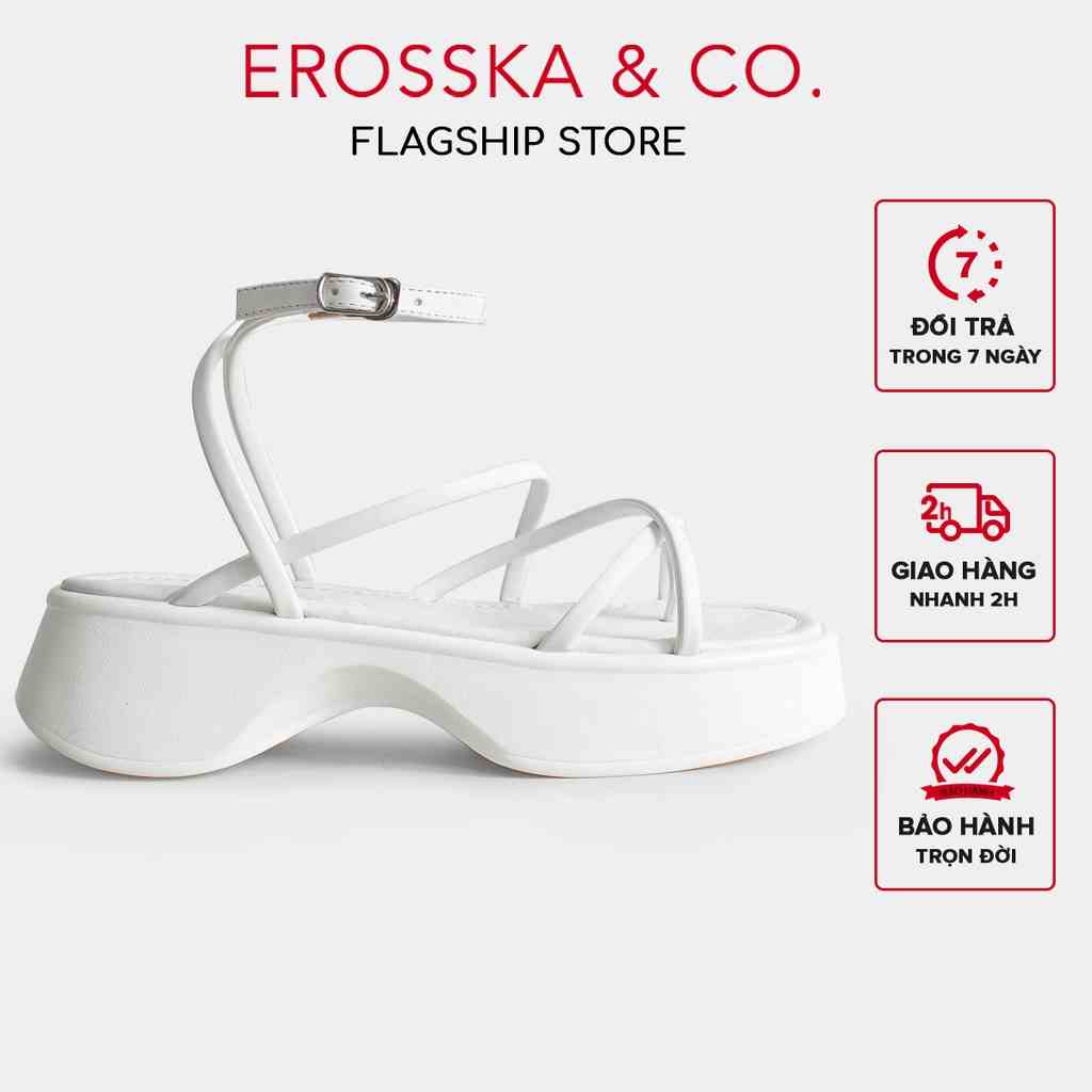 [Mã FA10K28 giảm đến 10k đơn 99k] Erosska - Sandal nữ đế xuồng dây mảnh đế PU cao cấp màu trắng cao 3cm - SB001