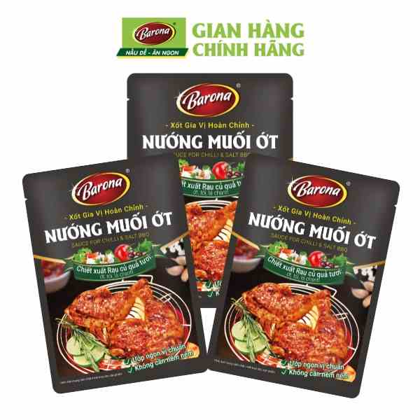 Combo 3 Gói Gia Vị Nướng Muối Ớt Barona 80g ướp ngon chuẩn vị không cần nêm nếm