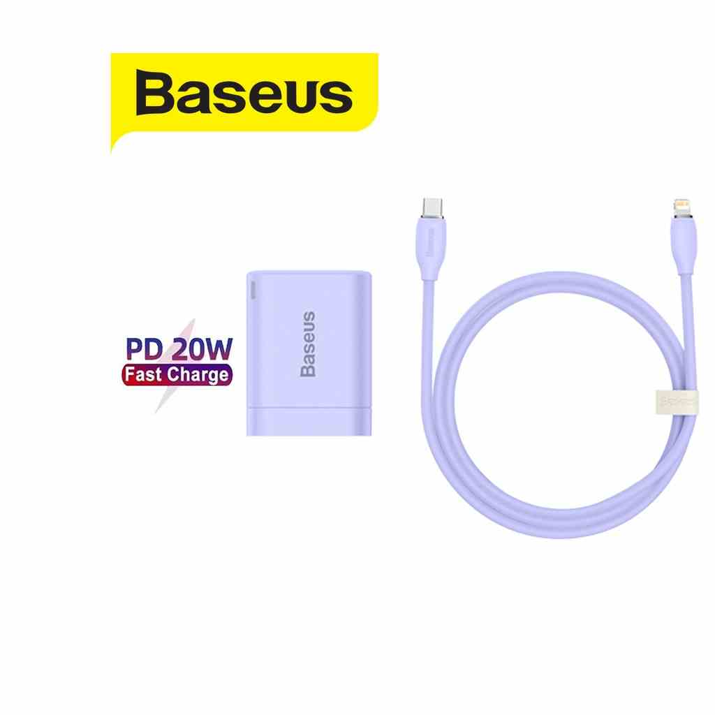 Bộ sạc PD20W Baseus Super Si Pro Quick Charger chân dẹt 1 cổng Type-C kèm dây Type-C dành cho IP10/11/12/13/14proma