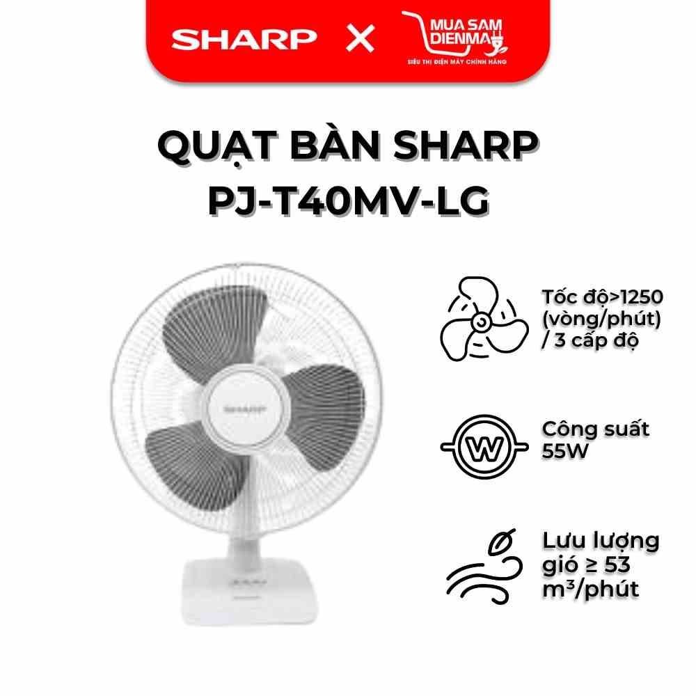 [Mã BMLTB200 giảm đến 100K đơn 499K] Quạt bàn Sharp PJ-T40MV-LG -- Hàng chính hãng --