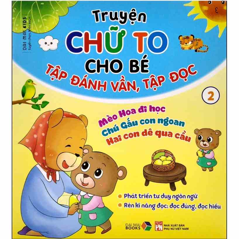 Sách - Combo 6 cuốn Truyện chữ to cho bé : Tập đánh vần tập đọc