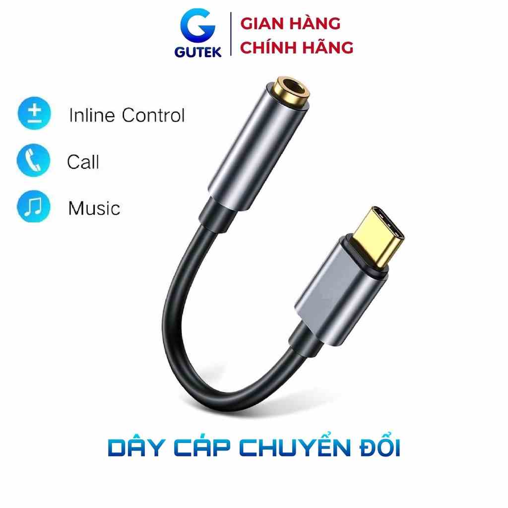 Dây cáp chuyển đổi tai nghe đầu cắm âm thanh 3.5mm sang Type-C Gutek