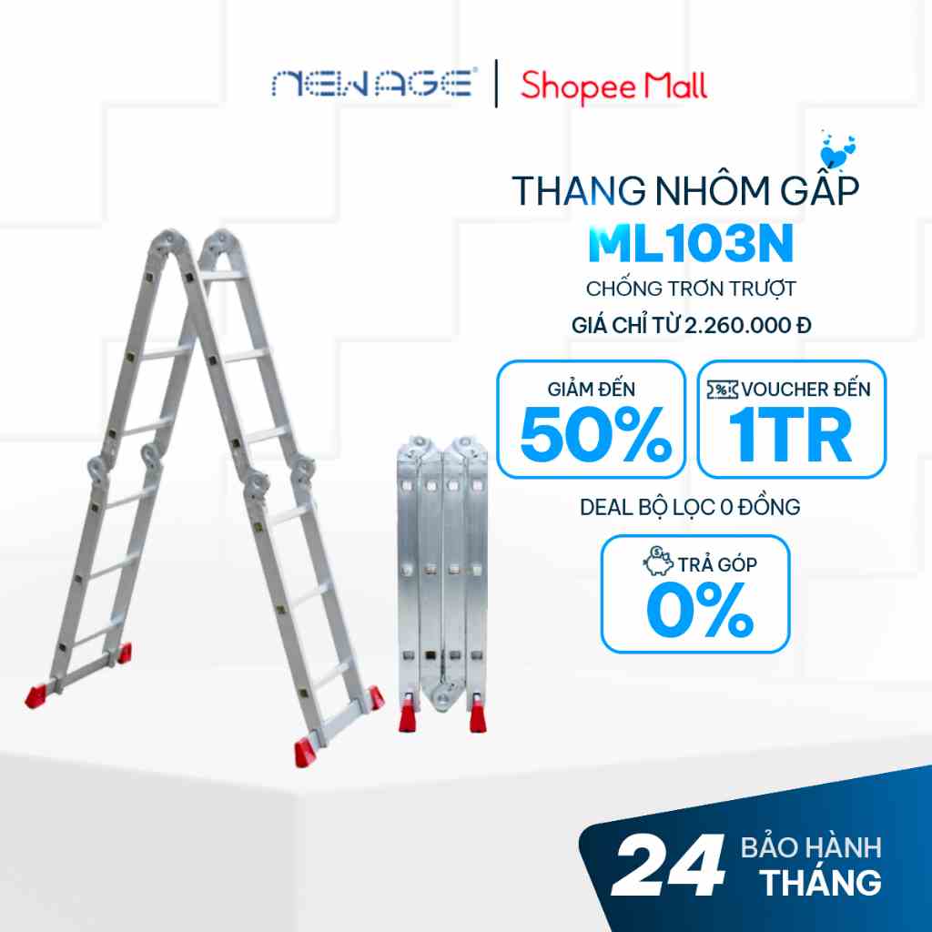 Thang gấp 4 đoạn Nhập Khẩu 3,4m - 4,4m siêu đa năng thương hiệu Fujihome