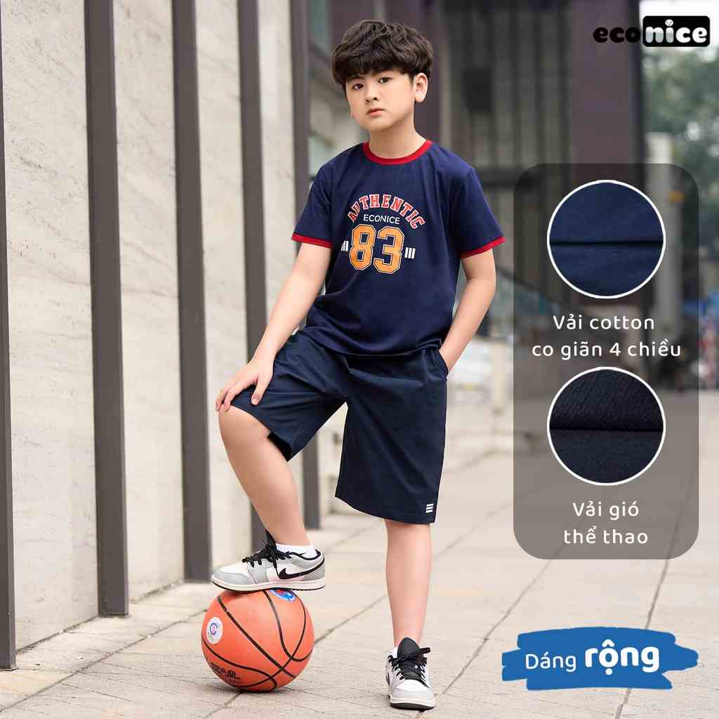 Đồ bộ quần áo thun cotton cho bé trai mặc mùa hè Econice 092. Size đại trẻ em 2, 3, 4, 5, 6, 7, 8, 9, 10, 12 tuổi