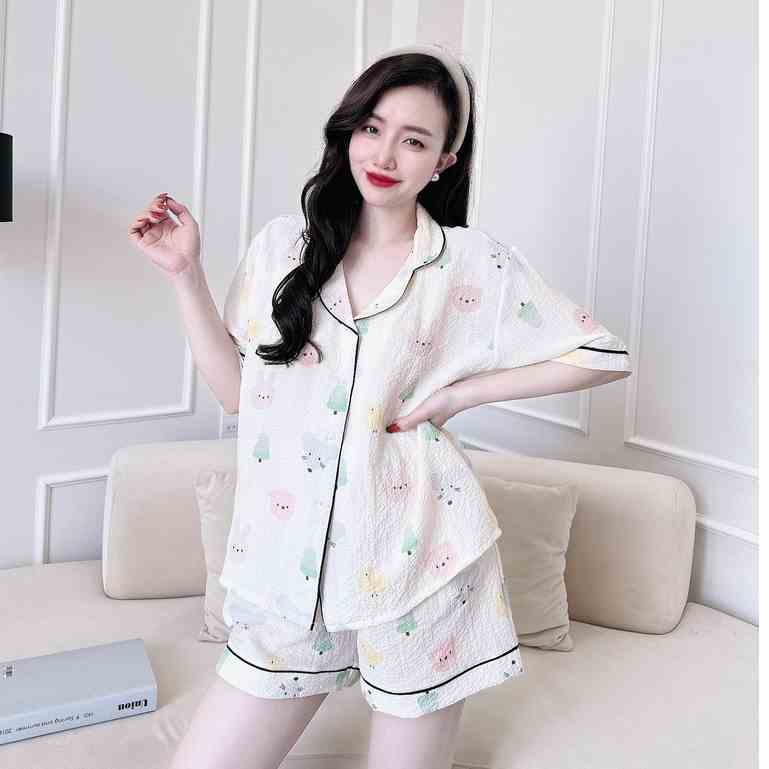 Pyjama Đũi Xốp Sojun Đồ Mặc Nhà 45-65 KG FREE SIZE