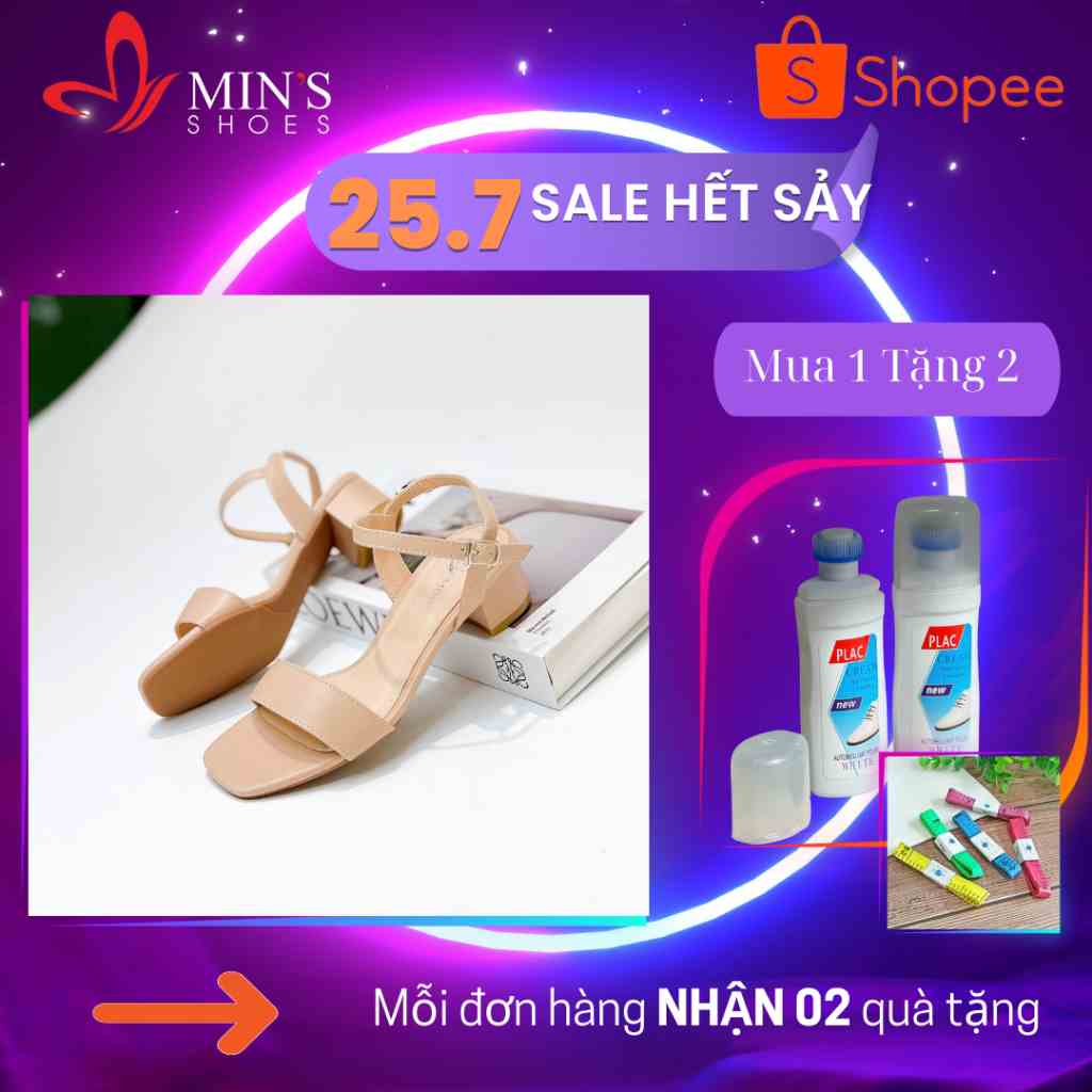 (MUA 1 TẶNG 2 - DUY NHẤT 25-27/07) Mins Shoes - Giày Sandal Gót Vuông ~3p Cao Cấp S488