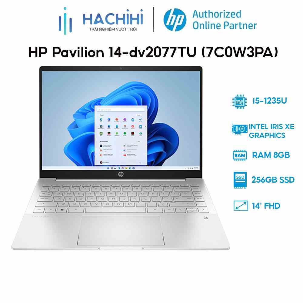 Laptop HP Pavilion 14-dv2077TU 7C0W3PA (i5-1235U | 8GB | 256GB | Intel Iris Xe Graphics | 14 FHD | Win 11)