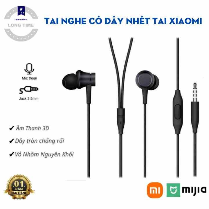 Tai nghe có dây nhét tai Xiaomi Mi In-Ear Headphones Basic Piston Earphone - Chống ồn bass cực mạnh