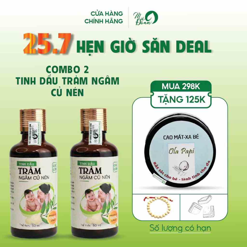 [Mã BMLTA35 giảm đến 35K đơn 99K] Combo 2 chai tinh dầu tràm ngâm củ nén Mệ Đoan 50ml