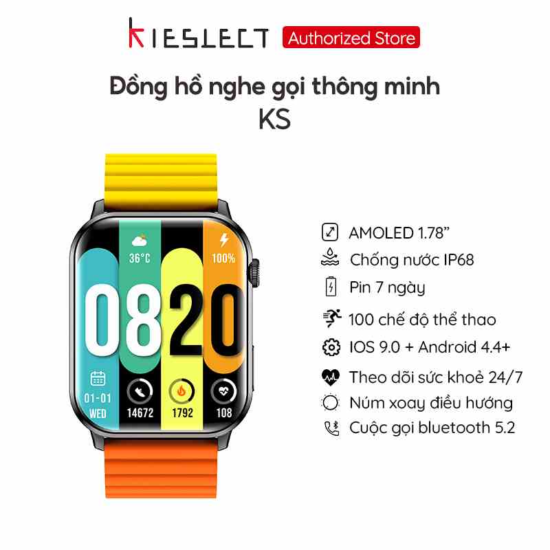 Đồng hồ thông minh Kieslect KS | 1.78 inch | Ultra AMOLED | 330mAh | Nghe gọi trực tiếp |Tặng Thêm Dây - Hàng Chính Hãng