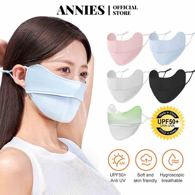 Khẩu trang ANNIES chống nắng và tia UV bằng lụa lạnh mỏng thoáng khí