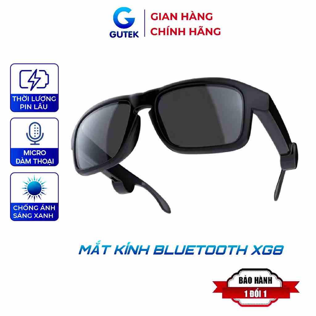 Mắt kính thông minh kiêm tai nghe bluetooth 5.0 Gutek XG8 pin dài chống ánh sáng xanh nghe gọi điện thoại tiện lợi