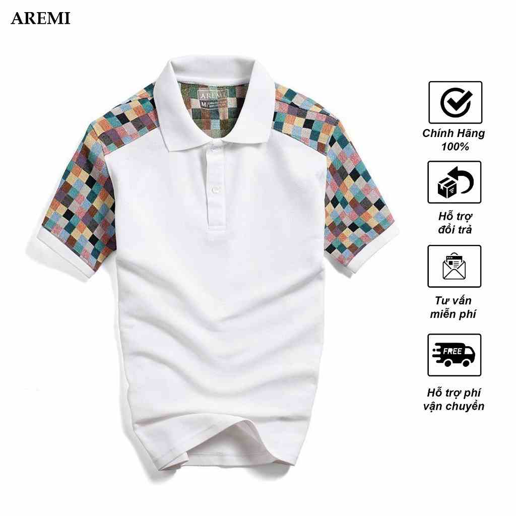 Áo polo nam có cổ AREMI tay ngắn vải cotton uni thoải mái thiết kế trẻ trung thanh lịch APL0050