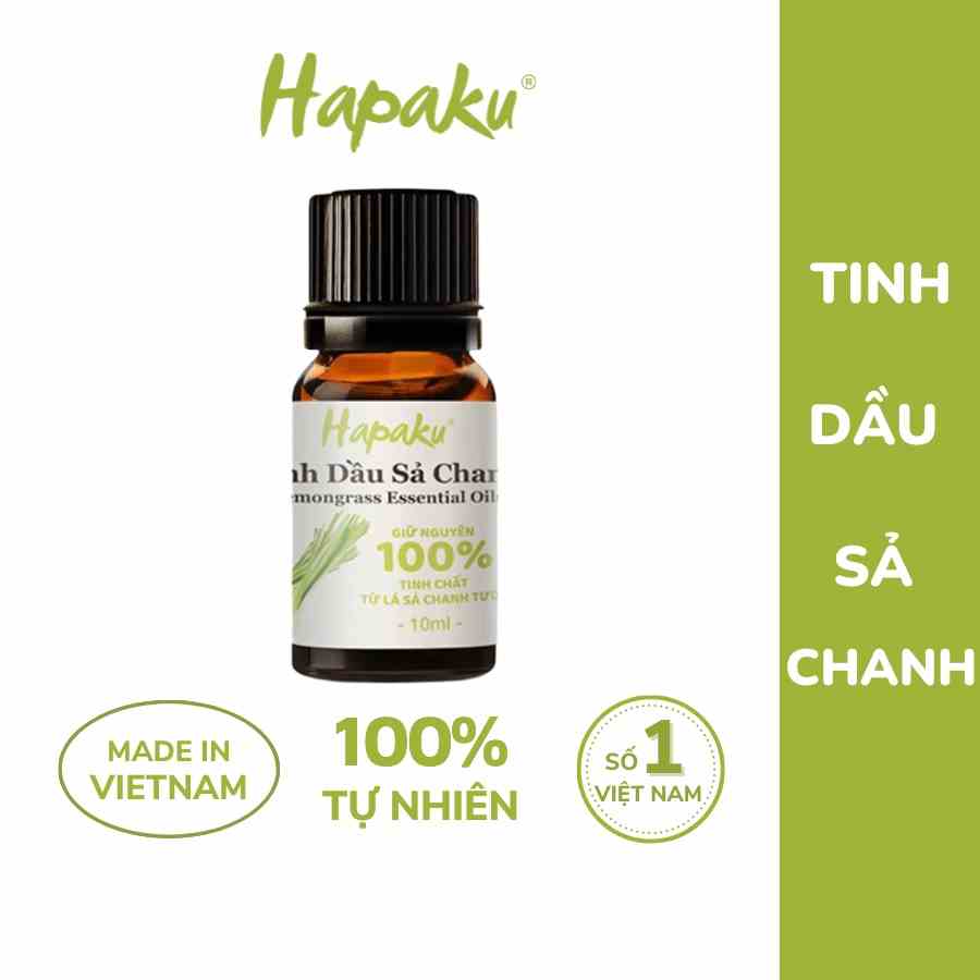 Tinh Dầu Sả Chanh Nguyên Chất Hapaku 10ml, Giúp Dưỡng Tóc, Chăm Sóc Da, Xông Phòng Thư Giãn