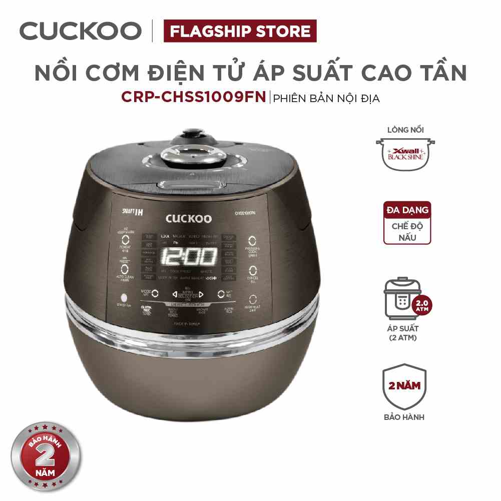 Nồi cơm điện tử áp suất cao tần Cuckoo 1.8L CRP-CHSS1009FN (Màu nâu) - Lòng nồi phủ men Xwall độc quyền