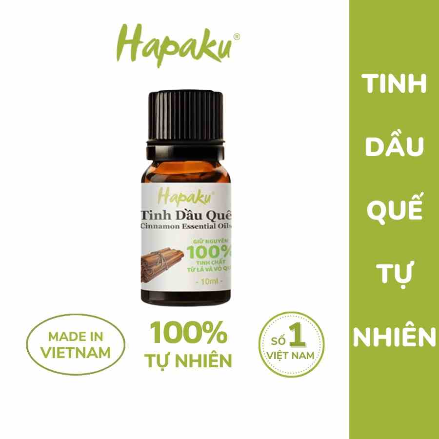 Tinh Dầu Quế Nguyên Chất, 100% Từ Vỏ Quế Tươi Hapaku 10ml, Xông Phòng Đuổi Côn Trùng