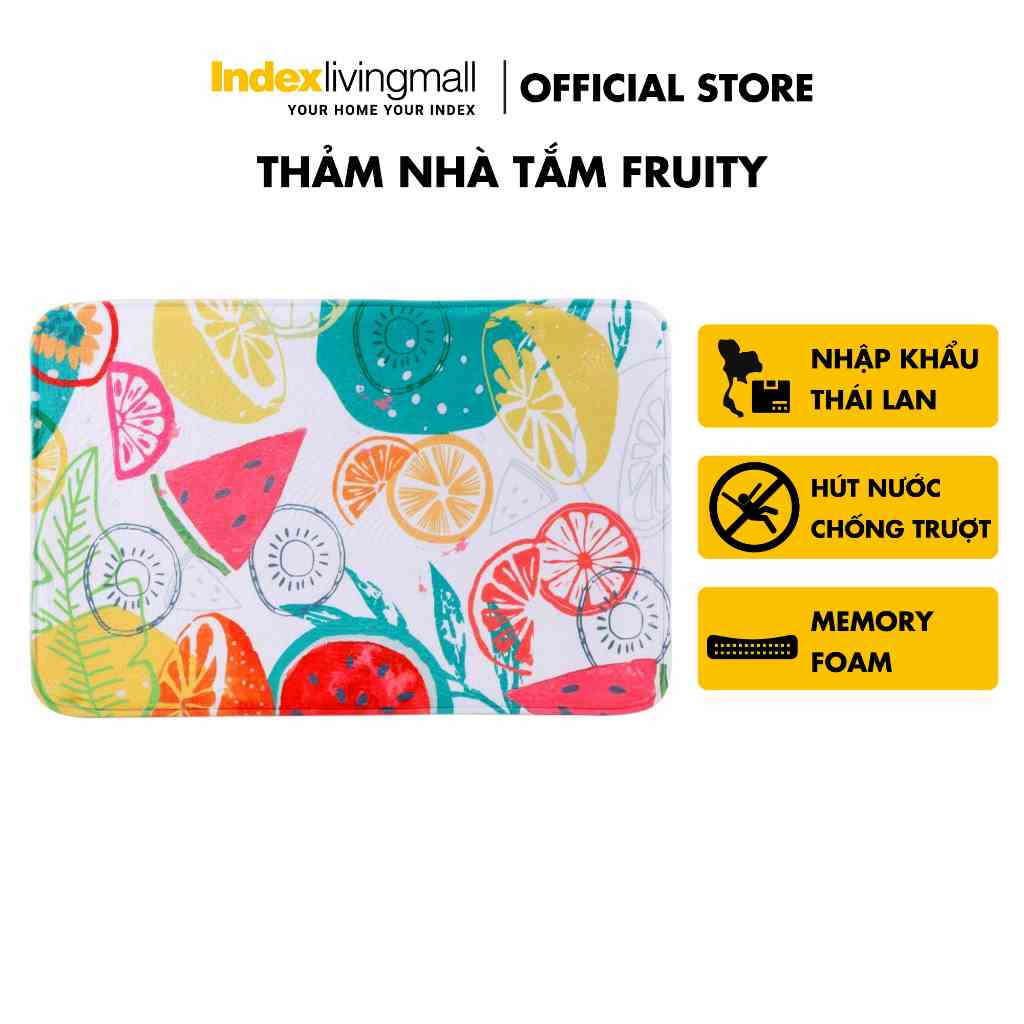 Thảm nhà tắm Index Living Mall FRUITY chùi chân chống trơn trượt, thấm nước, chất liệu memory foam, trọng lượng nhẹ