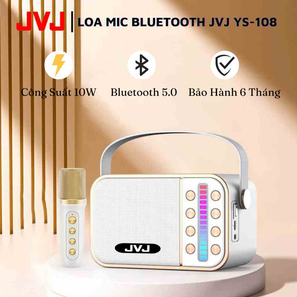 Loa bluetooth karaoke JVJ YS-108 1 mic Không dây, công suất 10W - Loa bluetooth karaoke YS 108 mini - Bảo hành chính hãn