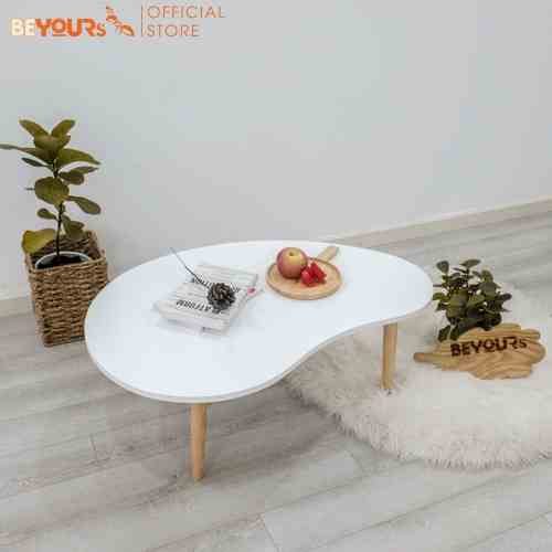 Bàn trà bàn sofa BEYOURs D Table kiểu dáng hình hạt đậu, gỗ cao su chắc chắn - Size S - 2 màu: trắng (MDF), gỗ