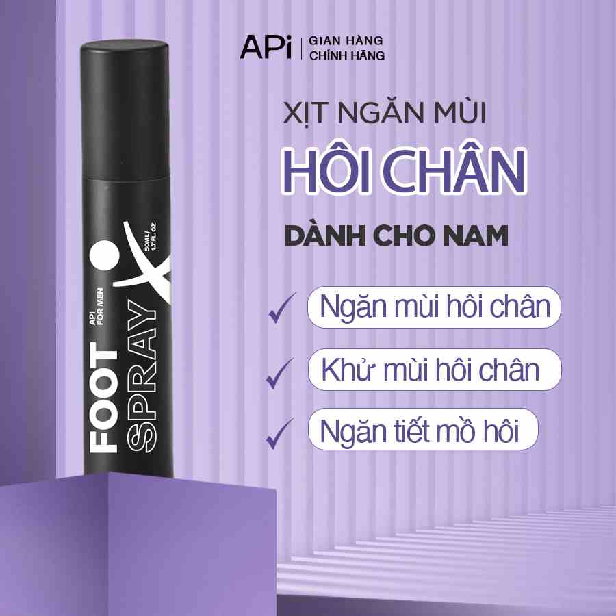 Khử mùi hôi chân dành cho nam API Foot Spray, xịt ngăn mùi hôi chân, ngăn tiết mồ hôi, lưu hương 24h, Son nách API