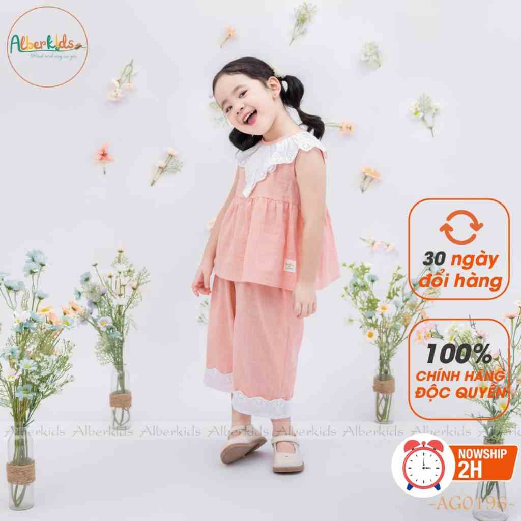 Sét đồ bé gái Alberkids quần lửng phối ren công chúa cho bé gái 5,6,7,8,9,10,11,12 tuổi AG0196