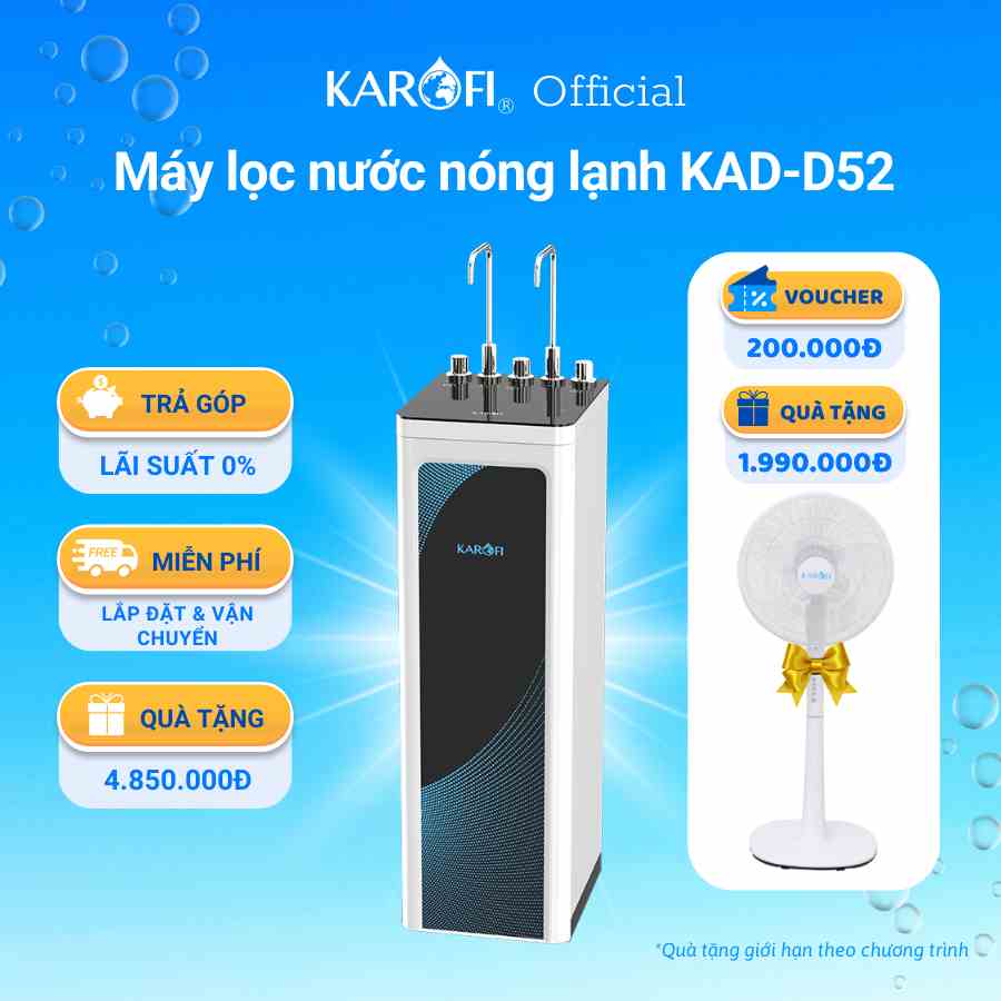 Máy lọc nước nóng lạnh Karofi KAD-D52 tích hợp công nghệ Aiotec kiểm soát từ xa - Bảo hành 36 tháng