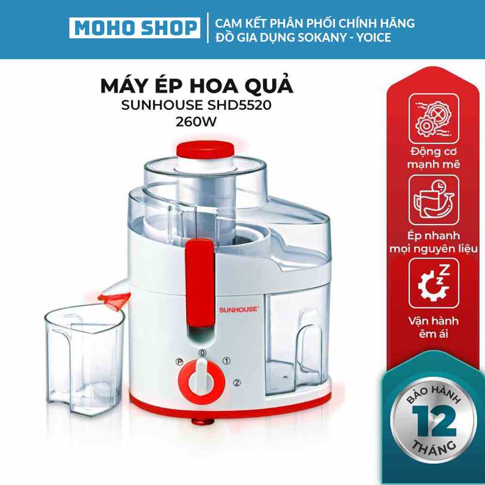 Máy ép hoa quả SUNHOUSE SHD5520 [HÀNG CHÍNH HÃNG - BẢO HÀNH 12 THÁNG]