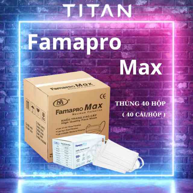 [FAMAPRO MAX] Thùng 40 Hộp Khẩu trang y tế cao cấp 4 lớp kháng khuẩn (40 cái / hộp)