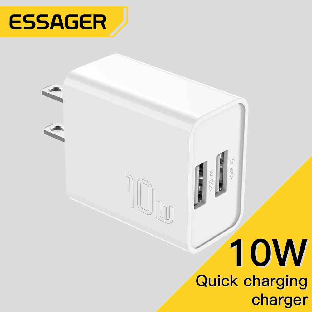 Essager Cốc Sạc Nhanh Hai Cổng usb 5V / 2A 10w 100V-240V Cho Điện Thoại Android