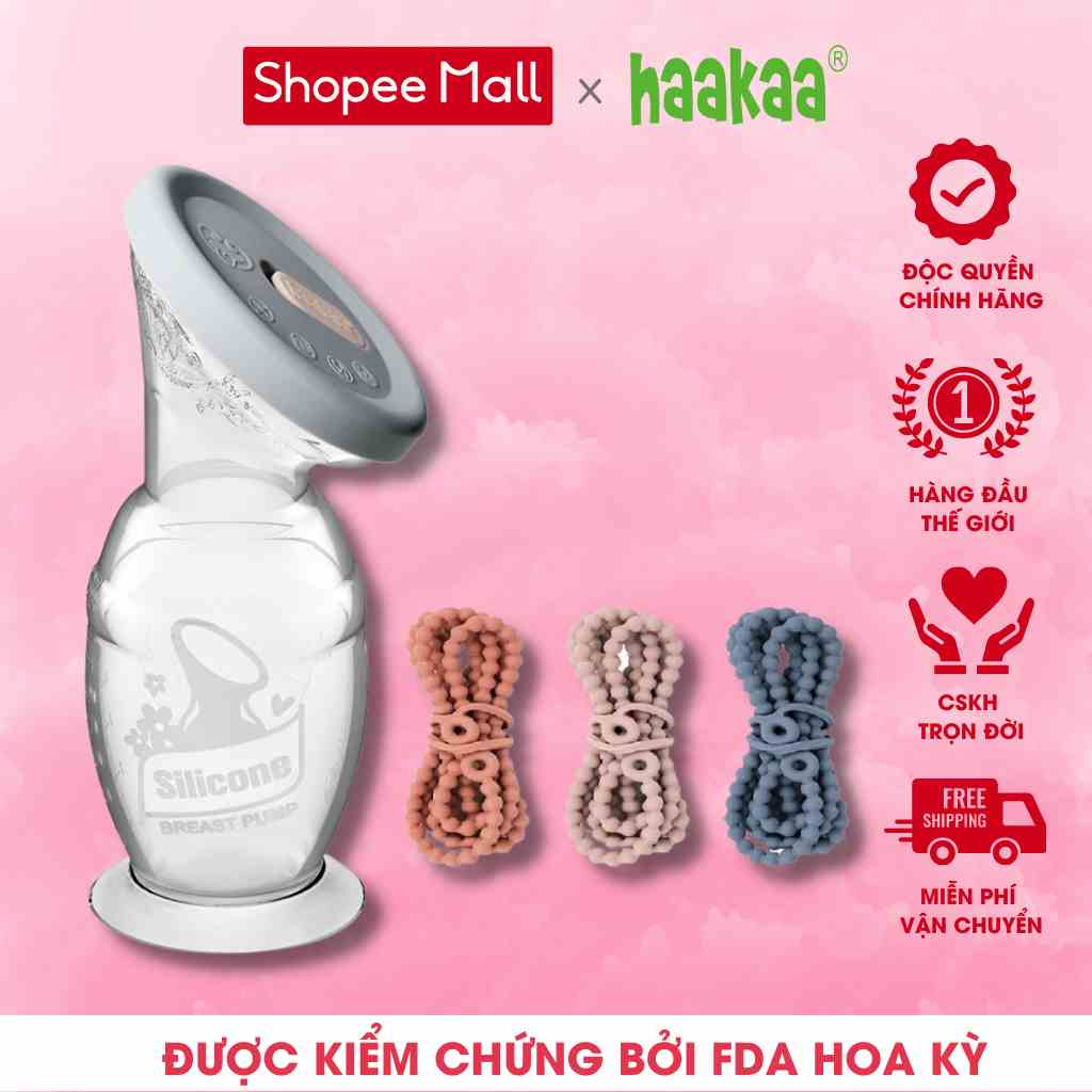 Combo Cốc hứng sữa Gen.2, nắp đậy và dây đeo Haakaa. Chất liệu silicone cao cấp, an toàn. Không BPA, PVC và phthalate