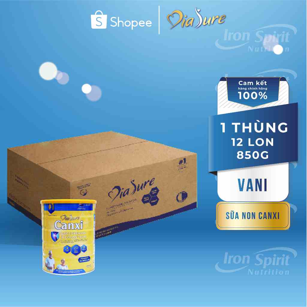 Thùng 12 Lon Sữa Non Diasure Canxi 850g, Bổ sung dinh dưỡng, nano canxi phòng chống loãng xương, cải thiện xương khớp