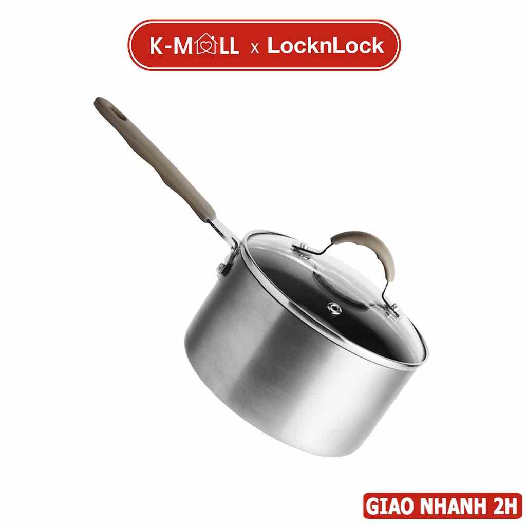 Nồi sâu lòng LocknLock Handycook có tay cầm và nắp đậy 14cm màu xám LHD1141, KHÔNG DÙNG TRÊN BẾP TỪ - K-MALL