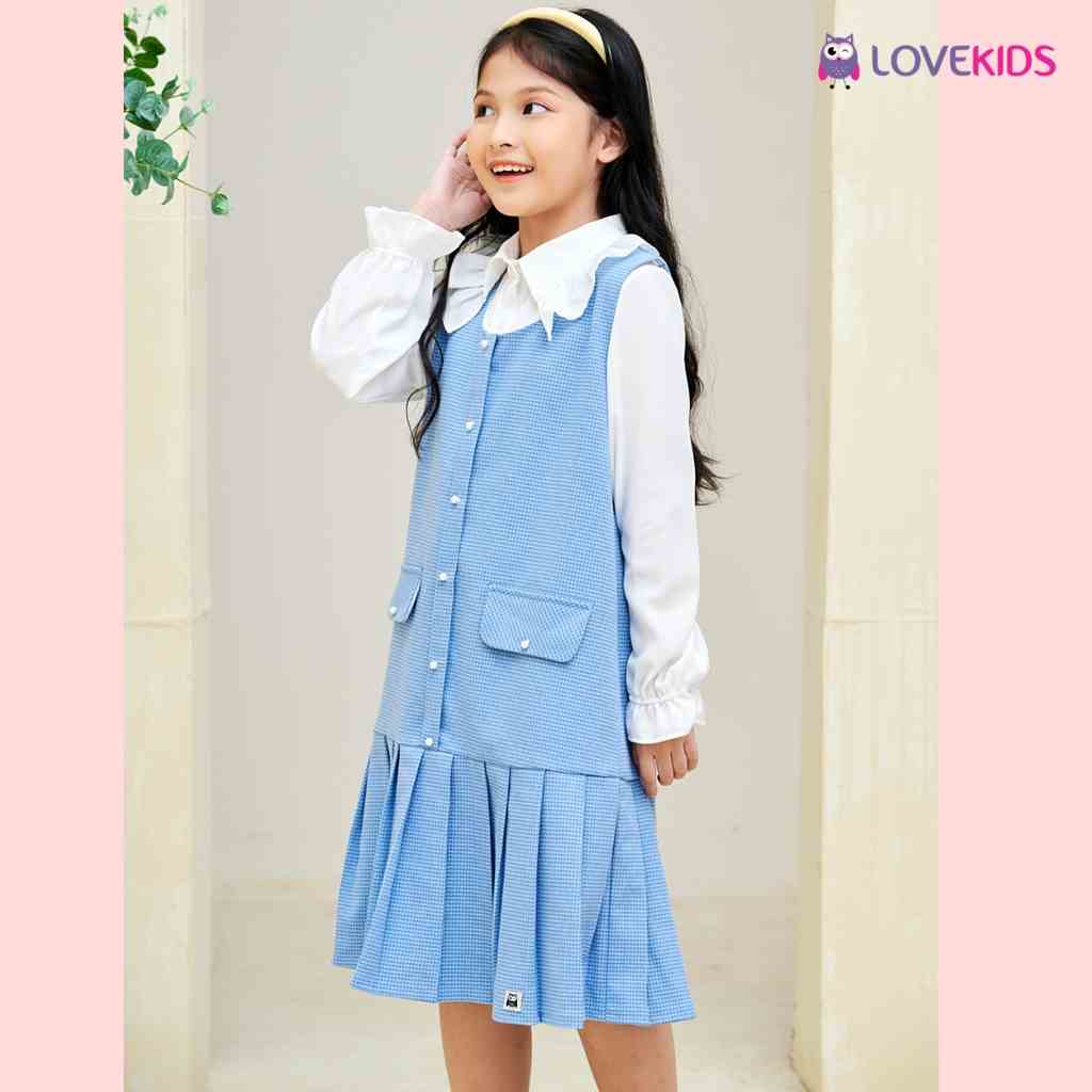 [Mã BMLTA35 giảm đến 35K đơn 99K] Váy dạ tweed xếp ly bé gái – Lovekids