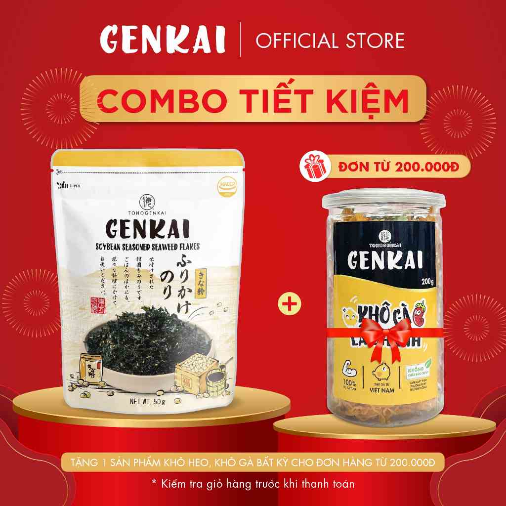 [Mã BMLTB35 giảm đến 35K đơn 99K] [Combo Tiết Kiệm] 10 Gói Rong Biển Trộn Cơm GENKAI Đậu nành Kinako 50g