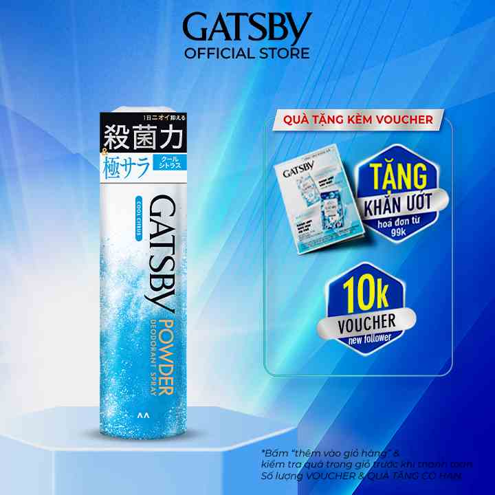 [Mã BMLTB35 giảm đến 35K đơn 99K] Xịt khử mùi cơ thể GATSBY powder deodorant spray cool citrus 130g